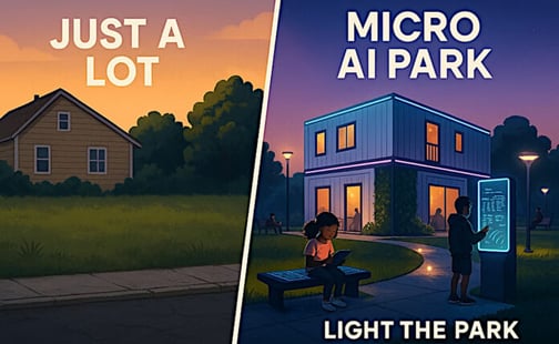 A rendering of the AI Micro Park set to open in the Wellington Heights neighborhood in Cedar Rapids in August. 